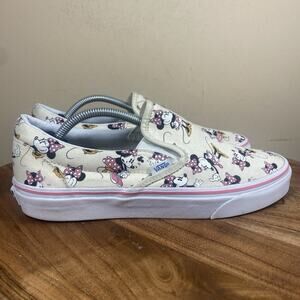 Vans Disney Minnie Mouse Womens White Pink Size 9.5 Slip On Low Top Shoes